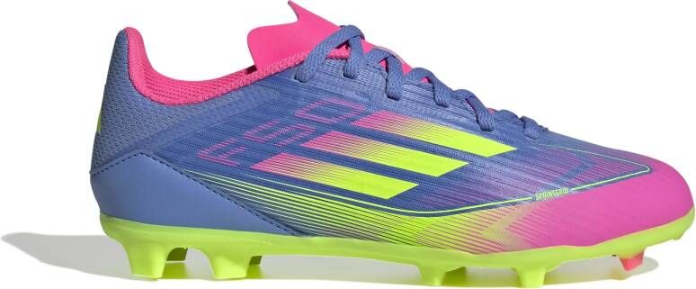 Adidas F50 League Gras Kunstgras Voetbalschoenen (MG) Kids Blauw Neongeel Roze