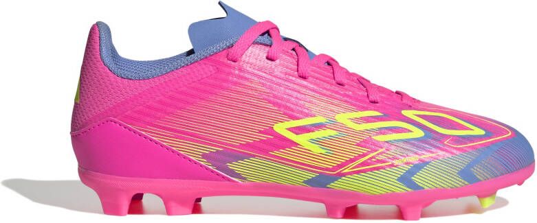 Adidas F50 League Gras Kunstgras Voetbalschoenen (MG) Kids Roze Neongeel Blauw