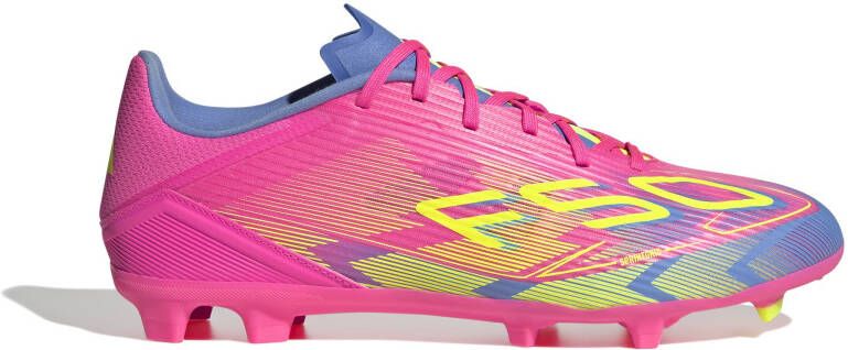 Adidas F50 League Gras Kunstgras Voetbalschoenen (MG) Roze Neongeel Blauw