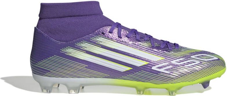 Adidas F50 League Mid Gras Kunstgras Voetbalschoenen (MG) Paars Wit Neongeel