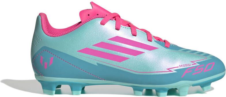 Adidas F50 Messi Club Gras Kunstgras Voetbalschoenen (MG) Kids Turquoise Roze
