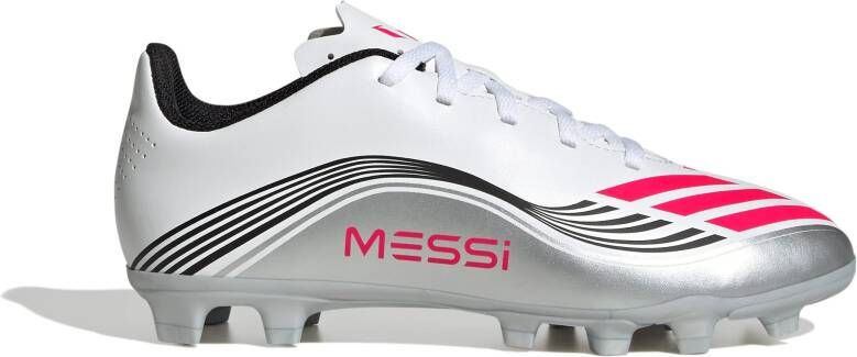Adidas F50 Messi Club Gras Kunstgras Voetbalschoenen (MG) Kids Wit Zilver Rood