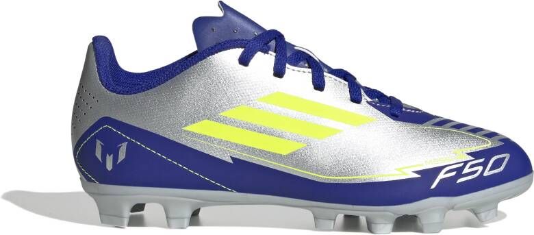 Adidas F50 Messi Club Gras Kunstgras Voetbalschoenen (MG) Kids Zilver Donkerblauw Geel