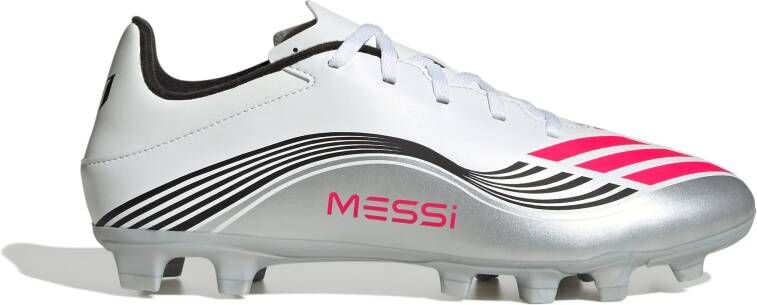 adidas F50 Messi Club Gras Kunstgras Voetbalschoenen (MG) Wit Zilver Rood
