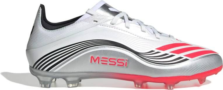 Adidas F50 Messi Elite Gras Voetbalschoenen (FG) Kids Wit Zilver Rood
