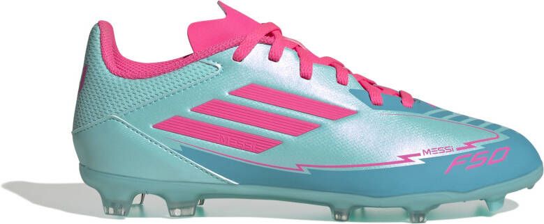 Adidas F50 Messi League Gras Kunstgras Voetbalschoenen (MG) Kids Turquoise Roze