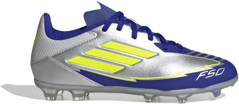 Adidas F50 Messi League Gras Kunstgras Voetbalschoenen (MG) Kids Zilver Donkerblauw Geel