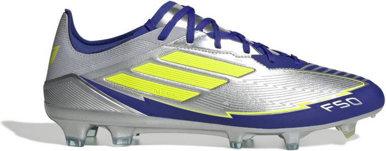adidas F50 Messi Pro Gras Voetbalschoenen (FG) Zilver Donkerblauw Geel
