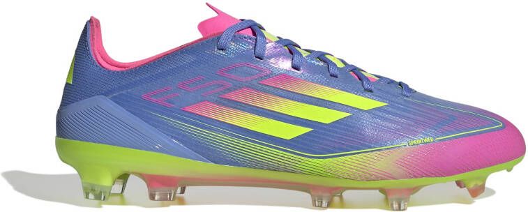 Adidas F50 Pro Gras Voetbalschoenen (FG) Blauw Neongeel Roze - Foto 3