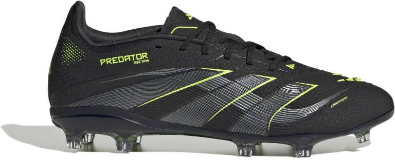 Adidas Predator Elite Gras Voetbalschoenen (FG) Kids Zwart Donkergrijs Neongeel