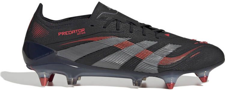 Adidas Predator Elite IJzeren-Nop Voetbalschoenen (SG) Zwart Grijs Rood