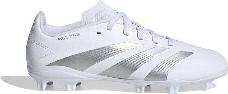 Adidas Predator League Gras Voetbalschoenen (FG) Kids Wit Zilver