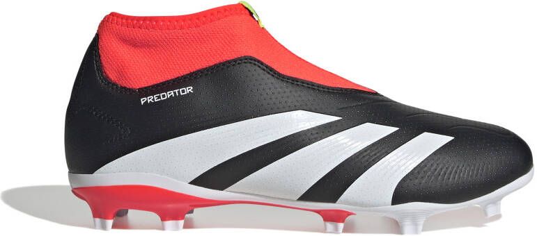 Adidas Predator League Veterloze Gras Voetbalschoenen (FG) Kids Zwart Wit Felrood