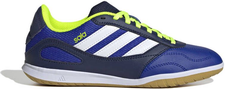 Adidas Super Sala III Zaalvoetbalschoenen (IN) Kids Blauw Donkerblauw Wit Neongeel
