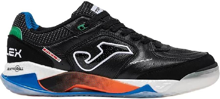 Joma Top Flex Plus Zaalvoetbalschoenen (IN) Zwart Wit Groen Oranje Blauw