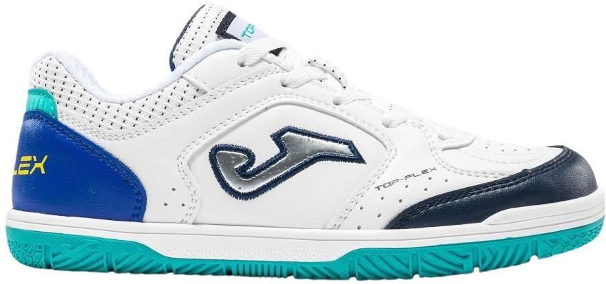Joma Top Flex Zaalvoetbalschoenen (IN) Kids Wit Donkerblauw Turquoise Blauw