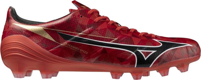 Mizuno Alpha II Elite Gras Voetbalschoenen (FG) Rood Zwart Zilver