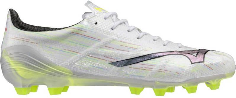Mizuno Alpha II Elite Gras Voetbalschoenen (FG) Zilver Neongeel Zwart
