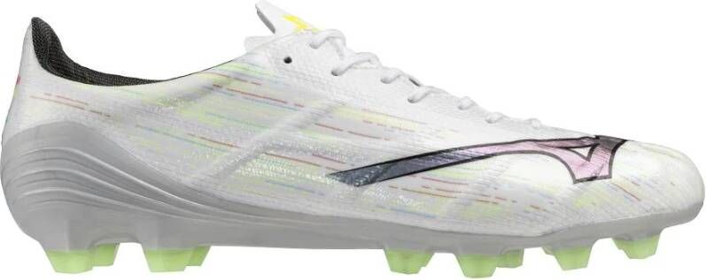 Mizuno Alpha II Pro Gras Voetbalschoenen (FG) Zilver Neongeel Zwart