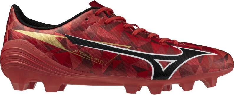 Mizuno Alpha II Select Gras Voetbalschoenen (FG) Rood Zwart Zilver