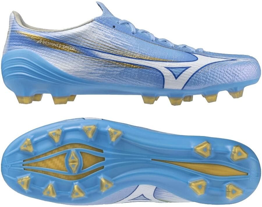 Mizuno Alpha III Elite Gras Voetbalschoenen (FG) Blauw Wit Goud