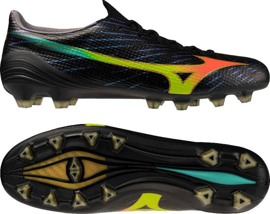 Mizuno Alpha III Elite Gras Voetbalschoenen (FG) Zwart Lava Oranje