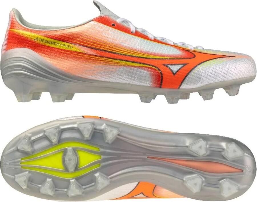 Mizuno Alpha III Japan Gras Voetbalschoenen (FG) Wit Oranje Limoen