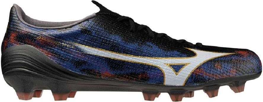 Mizuno Alpha III Japan Gras Voetbalschoenen (FG) Zwart Blauw Rood Goud