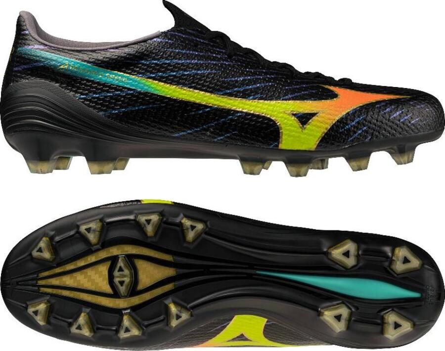 Mizuno Alpha III Japan Gras Voetbalschoenen (FG) Zwart Lava Oranje