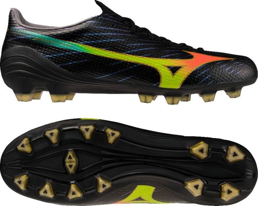 Mizuno Alpha III Pro Gras Voetbalschoenen (FG) Zwart Lava Oranje