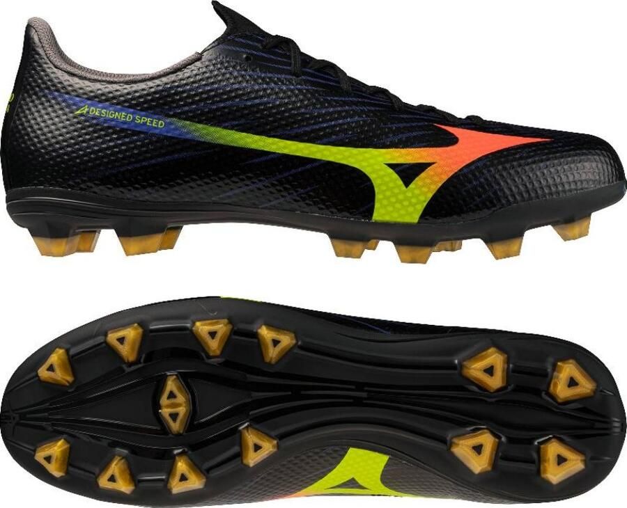 Mizuno Alpha III Select Gras Voetbalschoenen (FG) Zwart Lava Oranje