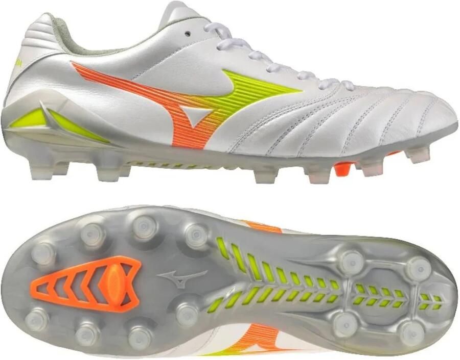 Mizuno Monarcida Neo III Elite Gras Voetbalschoenen (FG) Wit Limoen Oranje