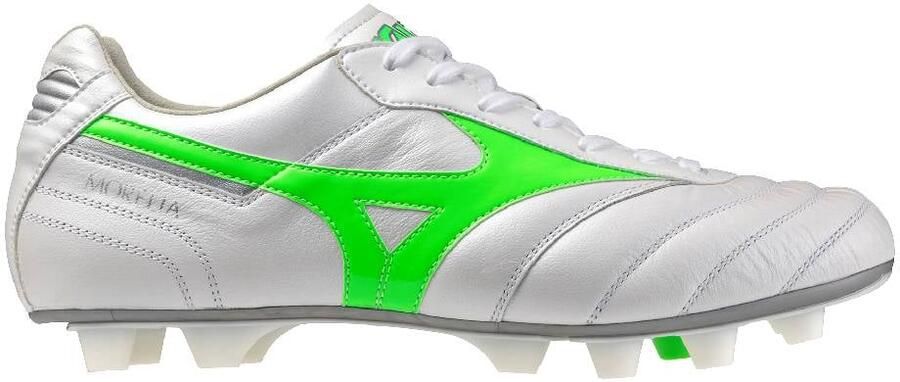 Mizuno Morelia II Elite Gras Voetbalschoenen (FG) Wit Groen Zilver