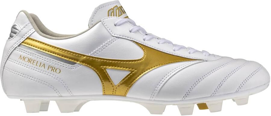 Mizuno Morelia II Pro Gras Kunstgras Voetbalschoenen (MG) Wit Goud Zilver