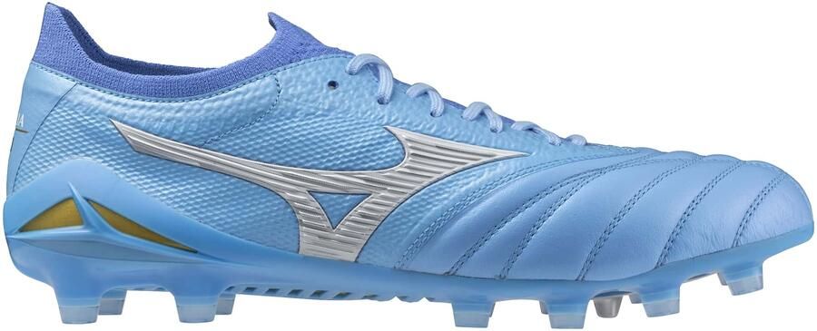 Mizuno Morelia Neo IV Beta Japan Gras Voetbalschoenen (FG) Blauw Grijs Goud