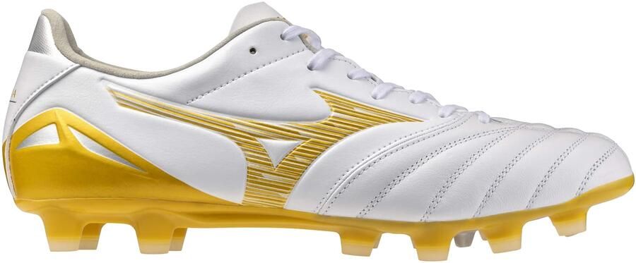 Mizuno Morelia Neo IV Pro Gras Voetbalschoenen (FG) Wit Goud Zilver