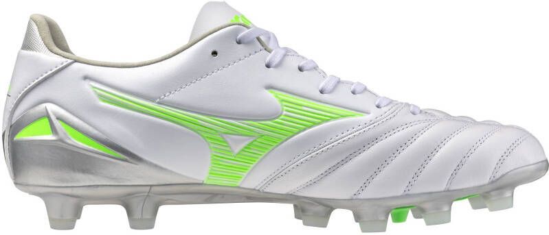 Mizuno Morelia Neo IV Pro Gras Voetbalschoenen (FG) Zilver Felgroen