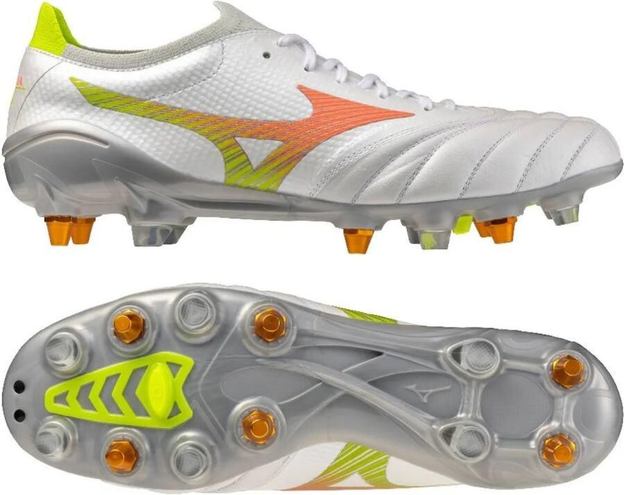 Mizuno Morelia Neo V Beta Elite IJzeren-Nop Voetbalschoenen (SG) Wit Oranje Limoen