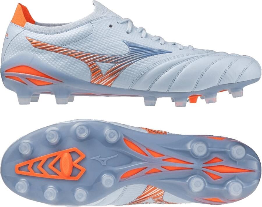 Mizuno Morelia Neo V Beta Japan Gras Voetbalschoenen (FG) Lichtblauw Blauw Oranje