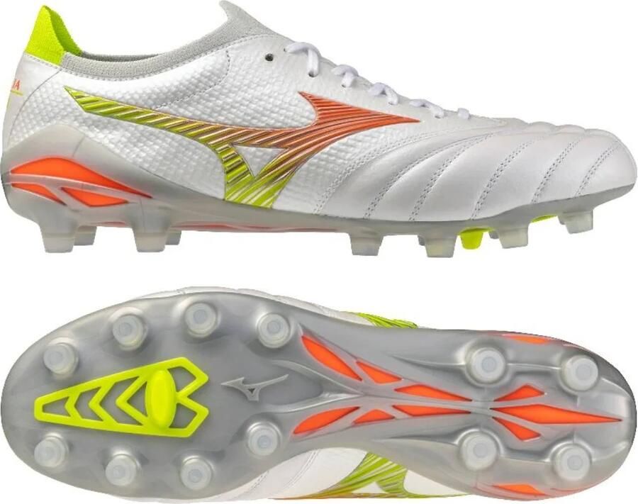 Mizuno Morelia Neo V Beta Japan Gras Voetbalschoenen (FG) Wit Oranje Limoen
