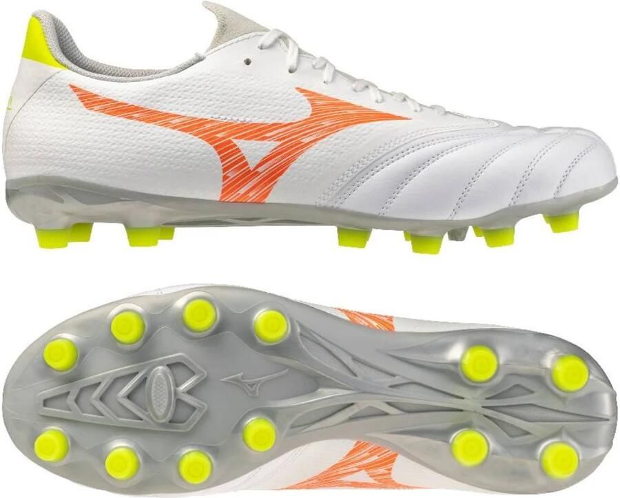 Mizuno Morelia Neo V Beta Select Gras Voetbalschoenen (FG) Wit Oranje Limoen