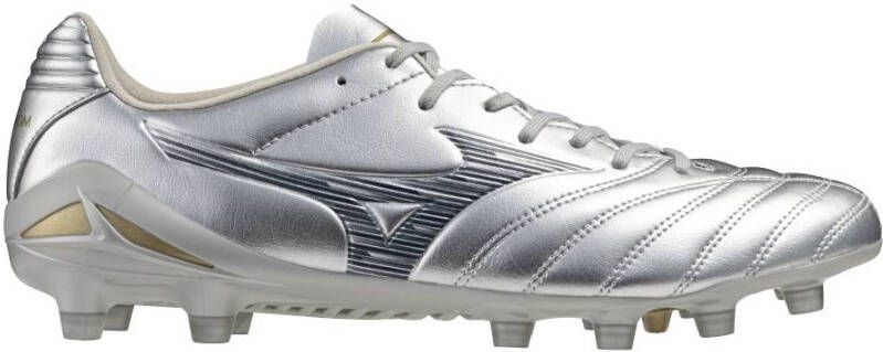 Mizuno Monarcida Neo III Pro Gras Voetbalschoenen (FG) Zilver Grijs Goud