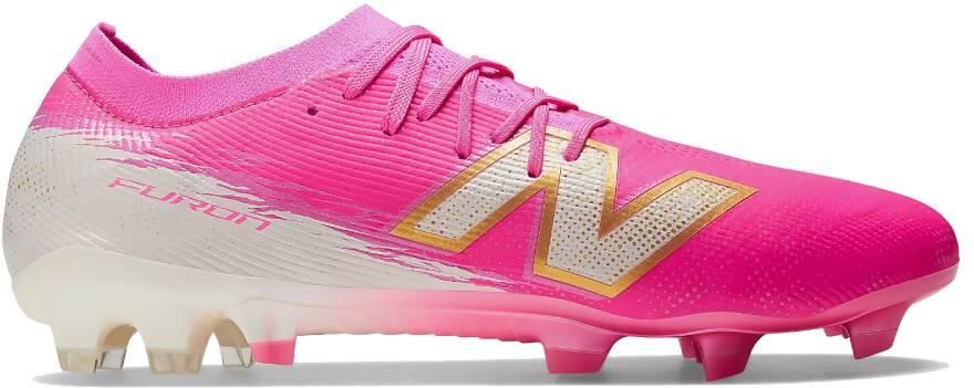 New Balance Furon V8 Elite Gras Voetbalschoenen (FG) Felroze Wit Goud