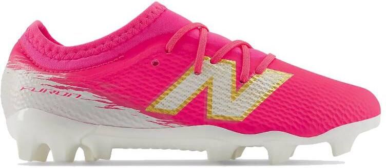 New Balance Furon V8 Team Gras Voetbalschoenen (FG) Kids Felroze Wit Goud