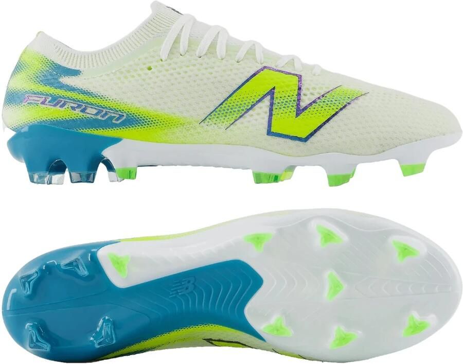 New Balance Furon V9 Pro Gras Voetbalschoenen (FG) Wit Geel Blauw