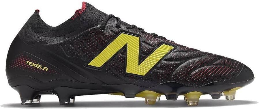 New Balance Tekela V5 Elite Low Gras Voetbalschoenen (FG) Zwart Geel Rood