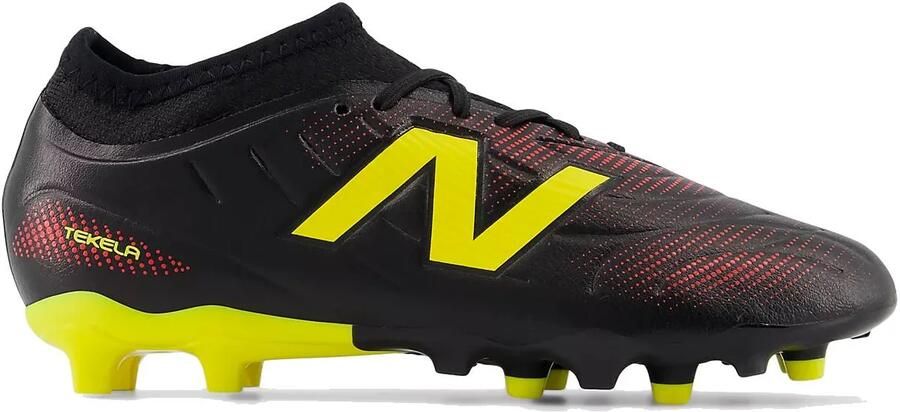 New Balance Tekela V5 Team Low Gras Voetbalschoenen (FG) Kids Zwart Geel Rood