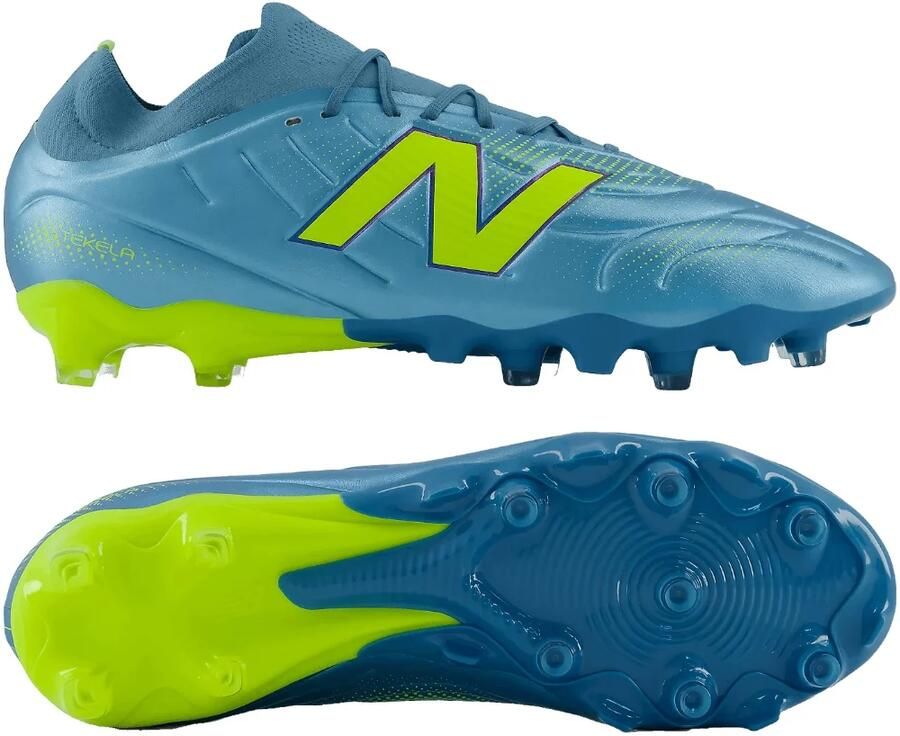 New Balance Tekela V5 Team Low Gras Voetbalschoenen (FG) Metallic Blue Geel