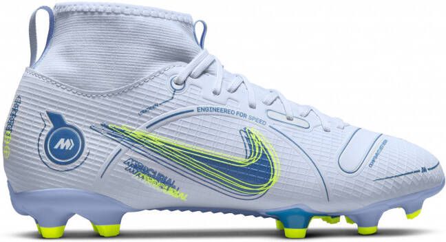 Nike Kids Nike Mercurial Superfly 8 Academy Gras Kunstgras Voetbalschoenen(MG)Kids Grijs Donkerblauw Geel