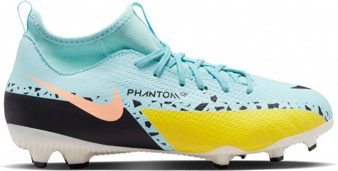 Nike Kids Nike Phantom GT2 Academy Dynamic Fit Gras Kunstgras Voetbalschoenen(MG)Kids Blauw Zwart Geel